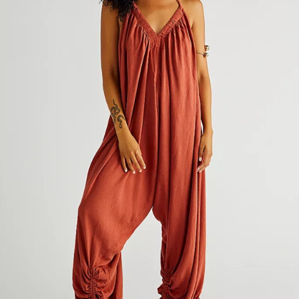 Free People Combinaison Always Fun jumpsuit dress LARGE free-est tapered legs
